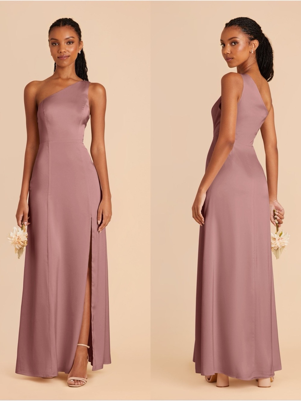 BIRDY GREY Kira Dress In Matte Satin Dark Mauve